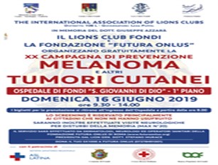 Screening gratuito del melanoma, a Fondi una giornata di prevenzione gratuita Prevista il prossimo 16 giugno